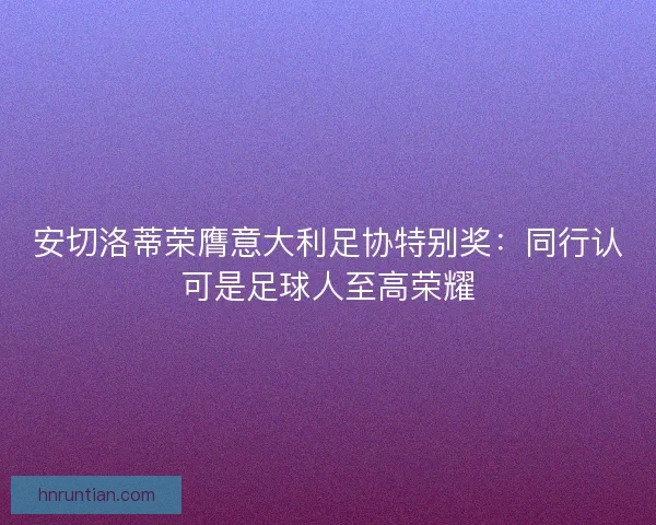 安切洛蒂荣膺意大利足协特别奖：同行认可是足球人至高荣耀