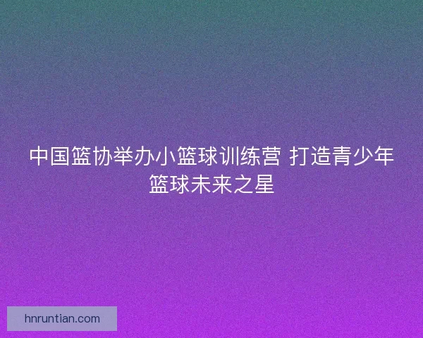 中国篮协举办小篮球训练营 打造青少年篮球未来之星